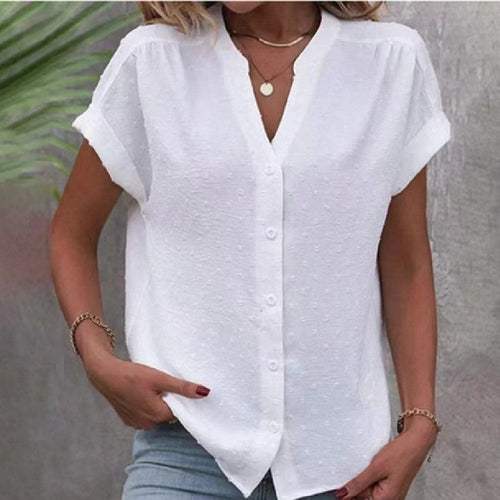 Professional V-Neck Jacquard Blouse - Urban Sophistication
