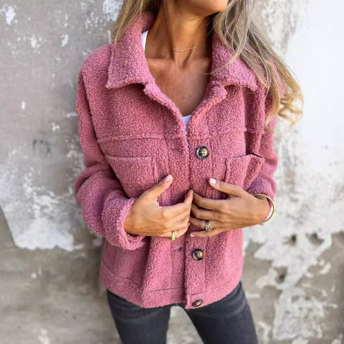 Veste en Tissu Sherpa avec
Clo à Revers