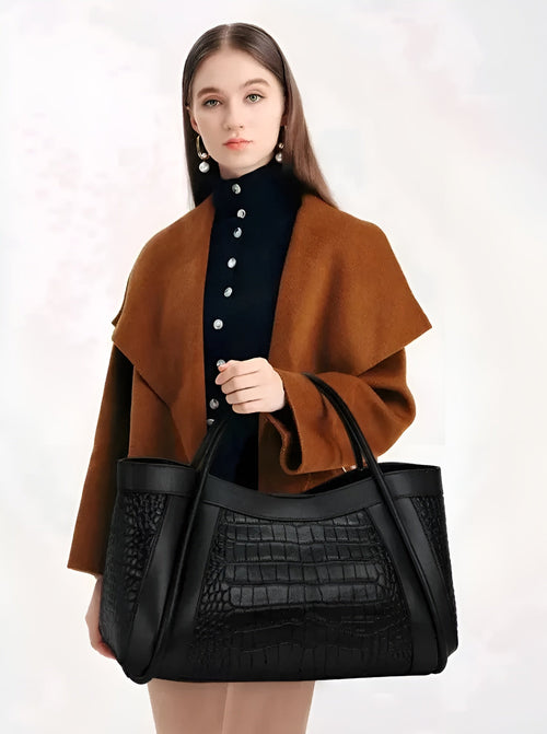 Luxury leather handbag for women.
