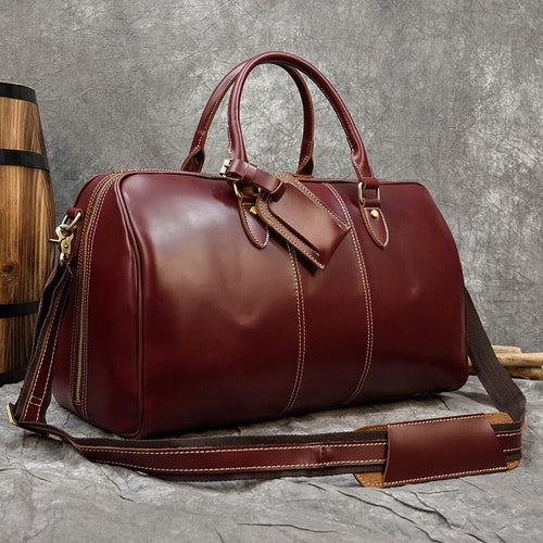 Leather Travel Bag - Luxury Weekender for Men and Women 
