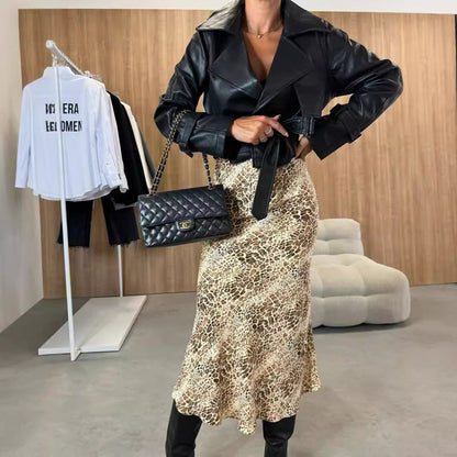 Leopard Print High Waist Fashion Skirt