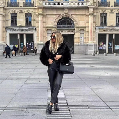 Fluffy faux fur jacket