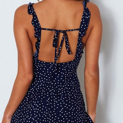 Polka Dot V Neck Summer Dress - Sleeveless Princess Beach Dress