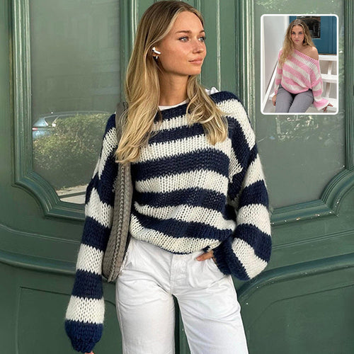 AvoirLaMode™ – Trendy Striped Loose Sweater