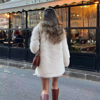 ModenGlanz Eleganz Kunstpelzmantel